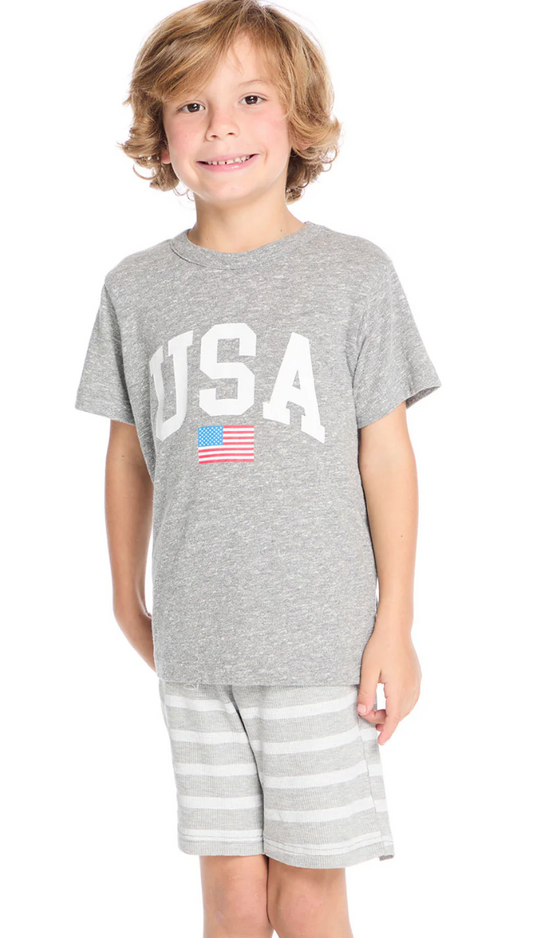 USA Tee by Chaser Kids | Streaky Gray