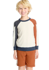 Bolt Crew Neck LS Tee by Chaser Kids | Varsity Color Block