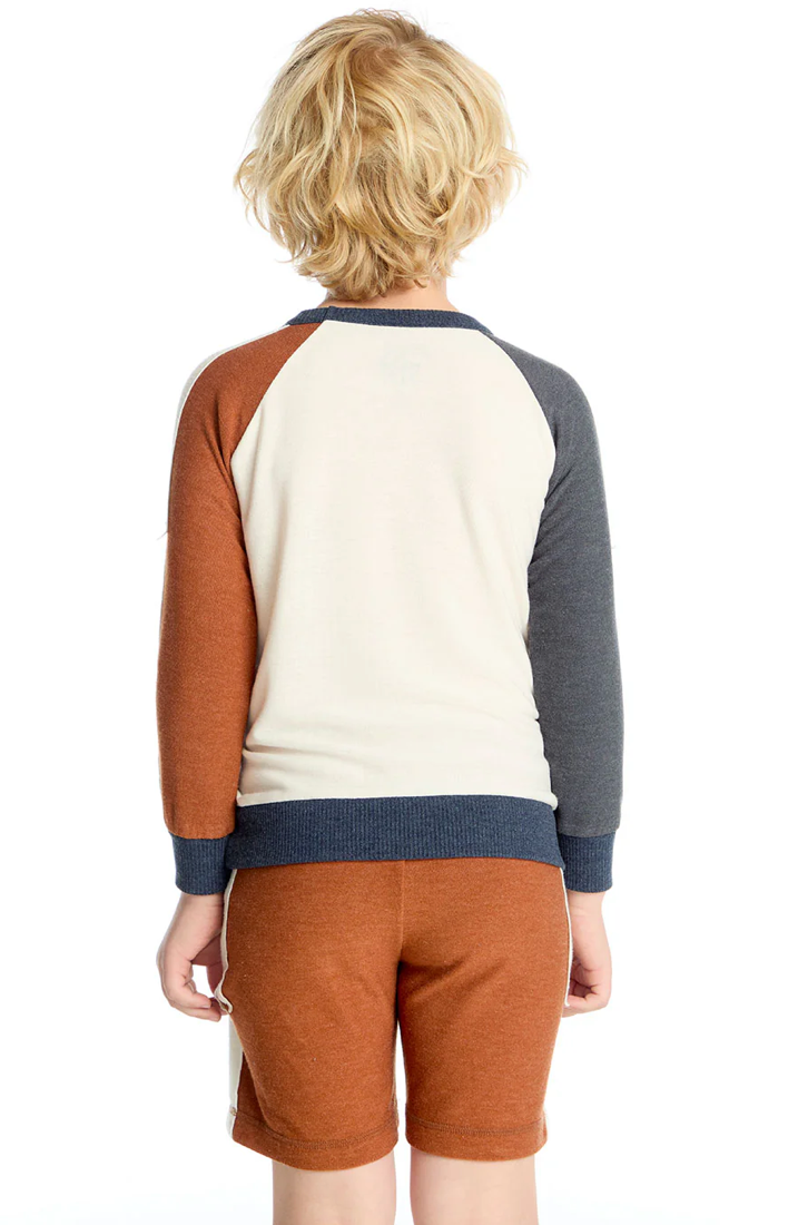 Bolt Crew Neck LS Tee by Chaser Kids | Varsity Color Block