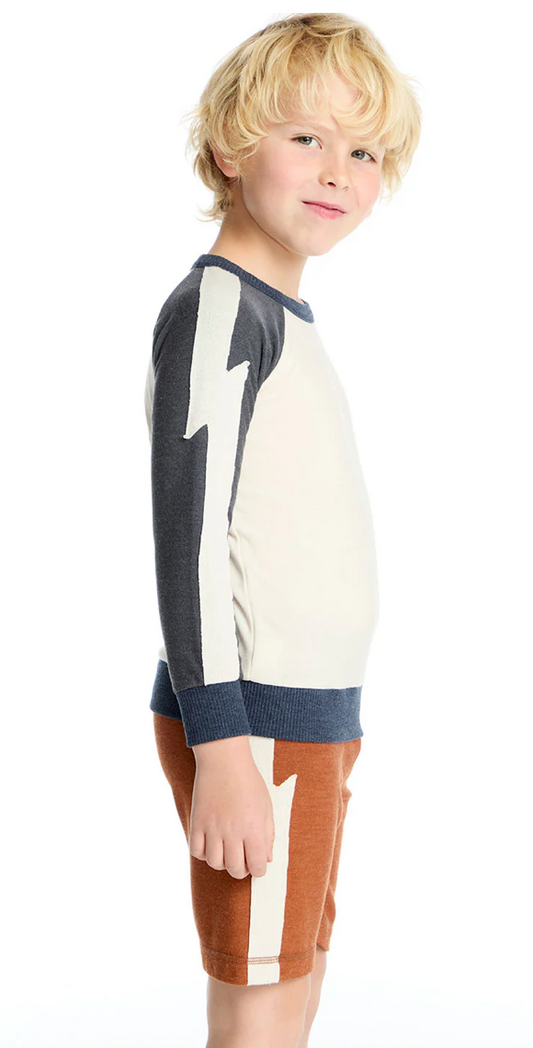 Bolt Crew Neck LS Tee by Chaser Kids | Varsity Color Block
