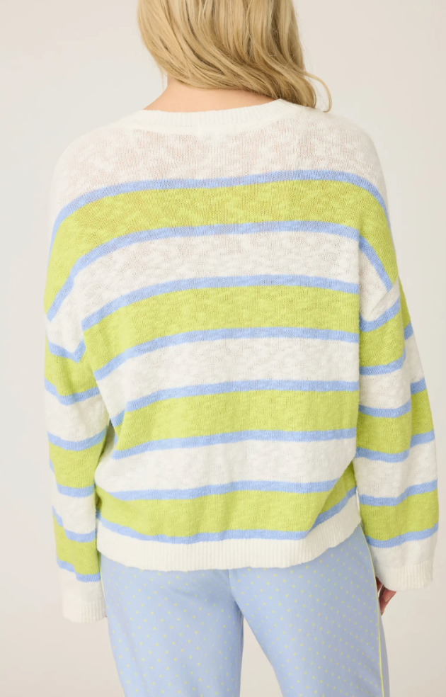 Beautiful Life Stripe Cotton Slub Sweater by P.J. Salvage | Ivory