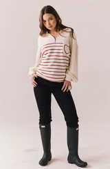 Heart Half Zip Sweatshirt by Chaser | Starry White