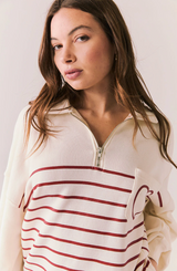 Heart Half Zip Sweatshirt by Chaser | Starry White