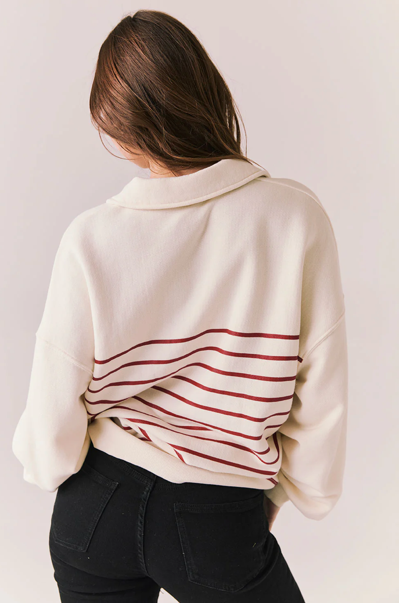 Heart Half Zip Sweatshirt by Chaser | Starry White