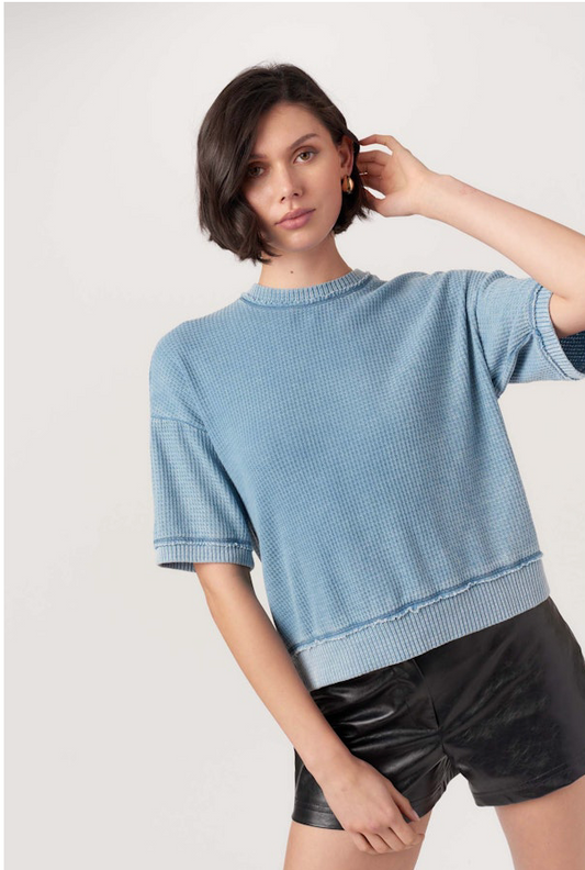 Sage Burnout Thermal Tee by Project Social T | B/O Alpine Blue