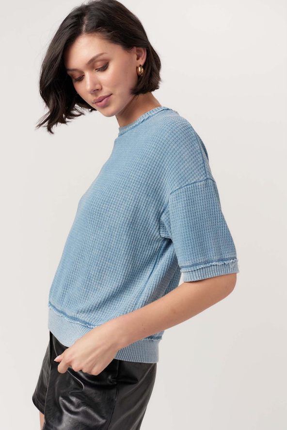 Sage Burnout Thermal Tee by Project Social T | B/O Alpine Blue