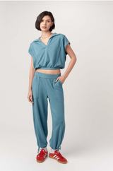 Going Places Mixed Textured Pant by Project Social T | Alpine Blue