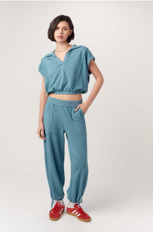 Going Places Mixed Textured Pant by Project Social T | Alpine Blue