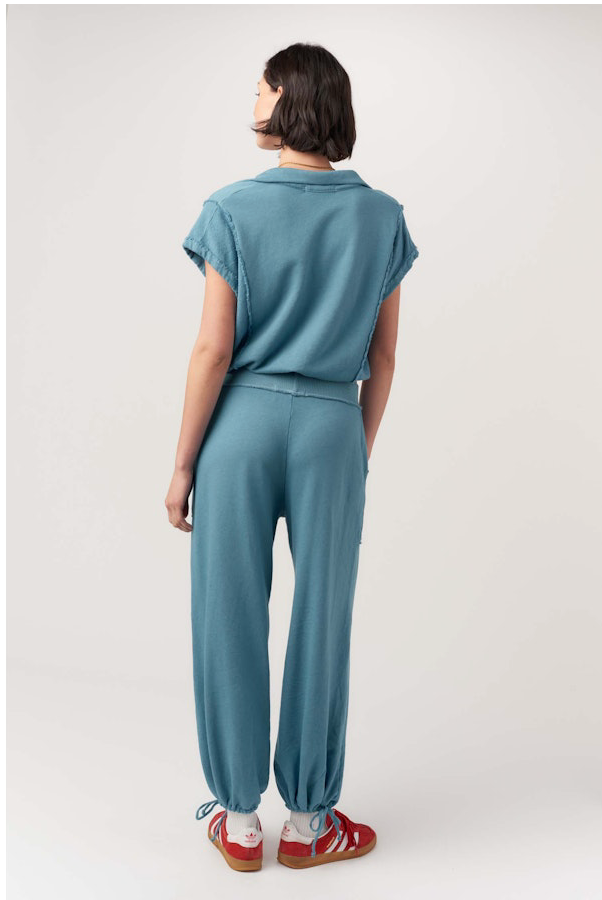 Going Places Mixed Textured Collared Pullover by Project Social T | Alpine Blue