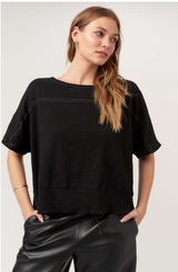 Jae Seamed Elbow Sleeve Tee by Project Social T | Black