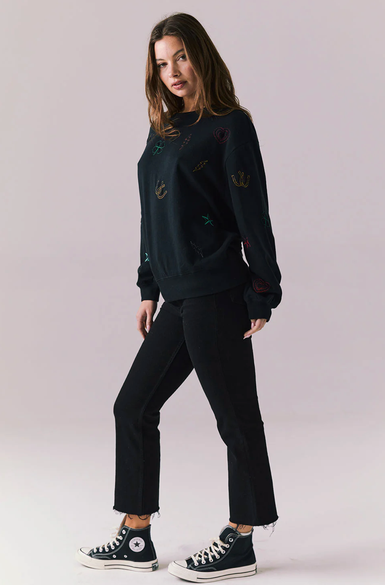 Allover Icons Top by Chaser | True Black - Zen&Zip