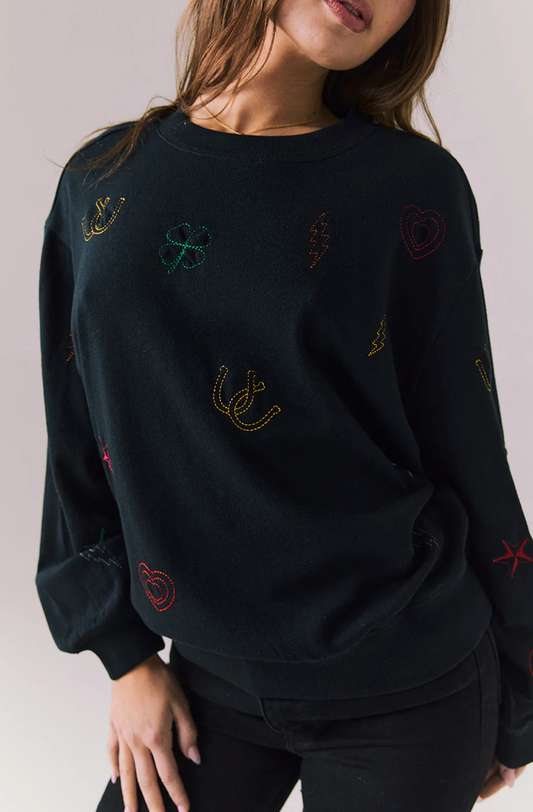 Allover Icons Top by Chaser | True Black - Zen&Zip