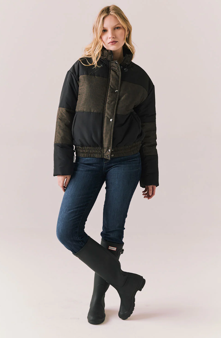 Whistlerrr Puffer Jacket by Chaser | Leopard Love/True Black