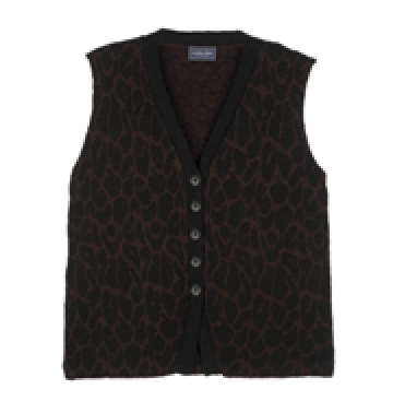 Leopard Waistcoat Cotton by Wooden Ships | Black/Chocolate Ale