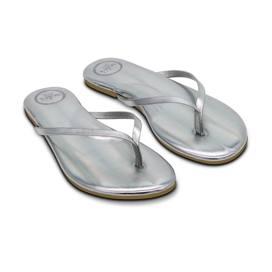 Indie Classic Thin Strap Sandal by Solei Sea | Metallic Silver