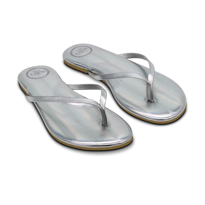 Indie Classic Thin Strap Sandal by Solei Sea | Metallic Silver