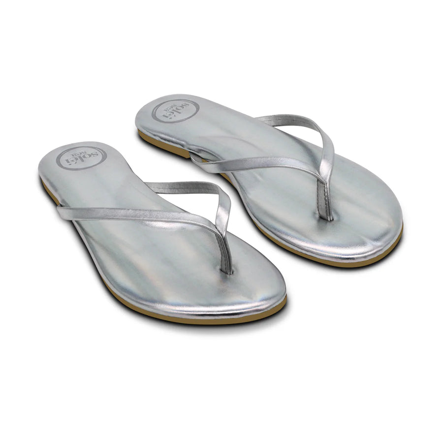 Indie Classic Thin Strap Sandal by Solei Sea | Metallic Silver