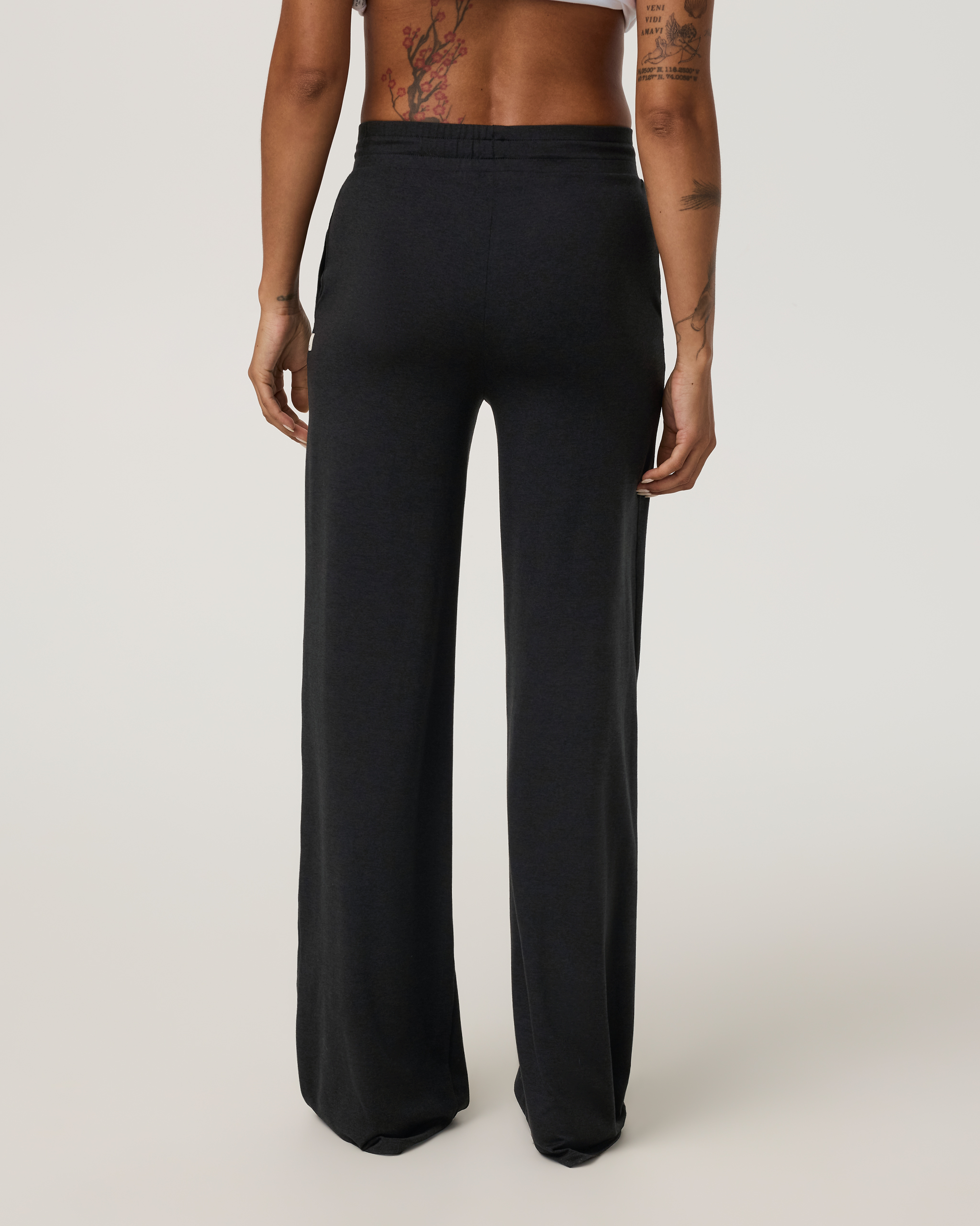 Halo Essential Wideleg Pant in Black Heather, back