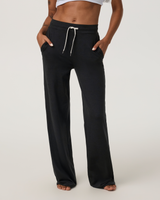 Halo Essential Wideleg Pant in Black Heather, front