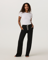 Halo Essential Wideleg Pant in Black Heather, full look