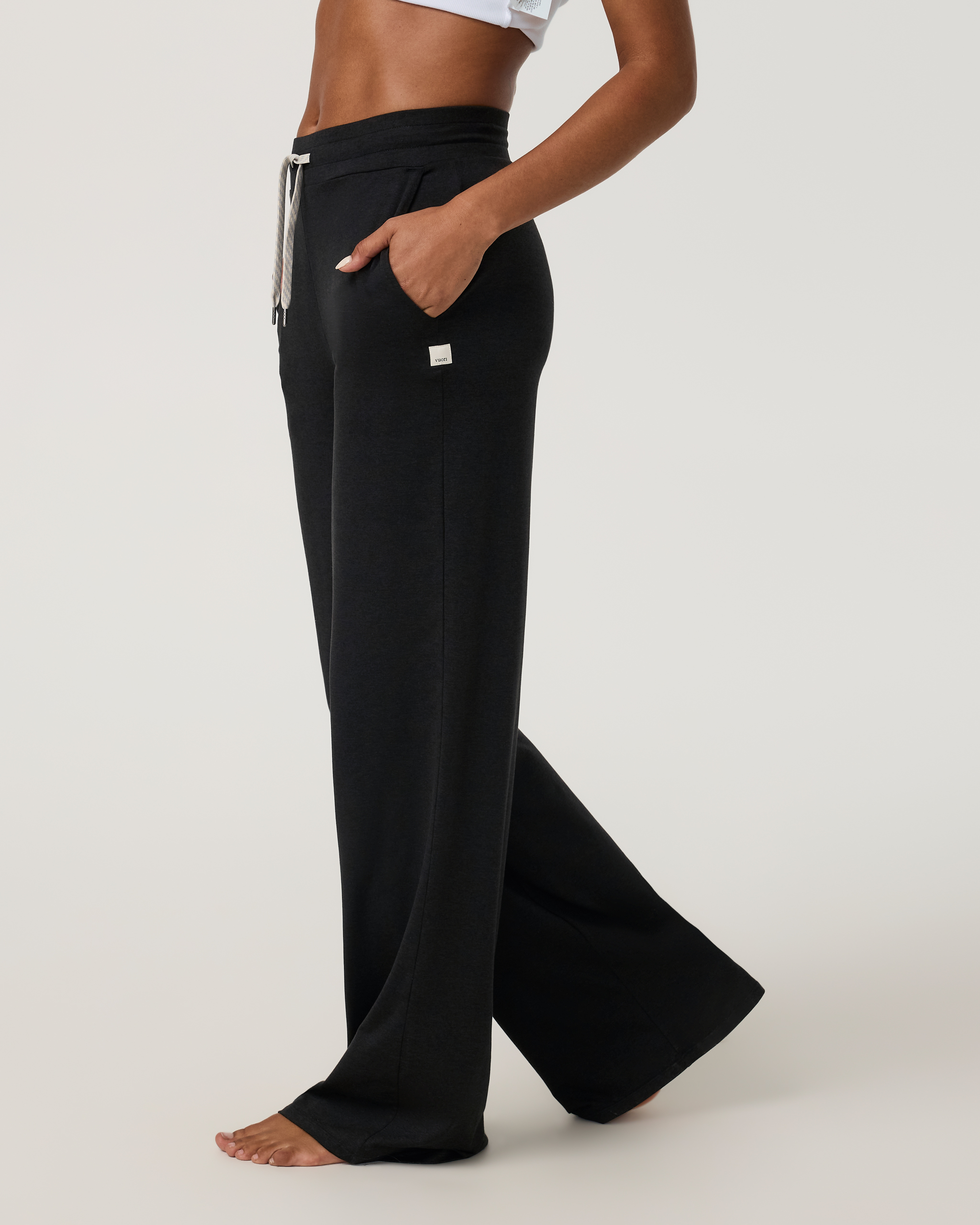 Halo Essential Wideleg Pant in Black Heather, side