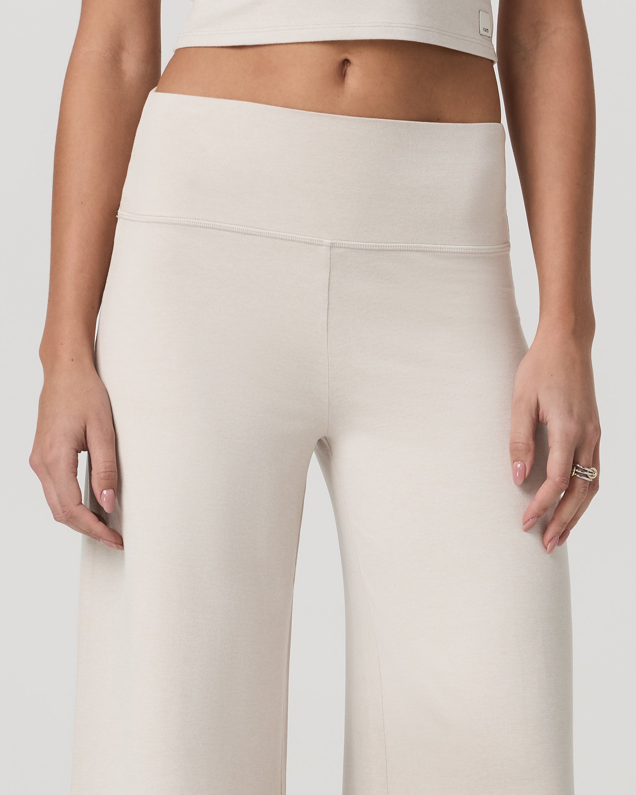 Halo Easy Wideleg Pant in Ecru Heather, detail