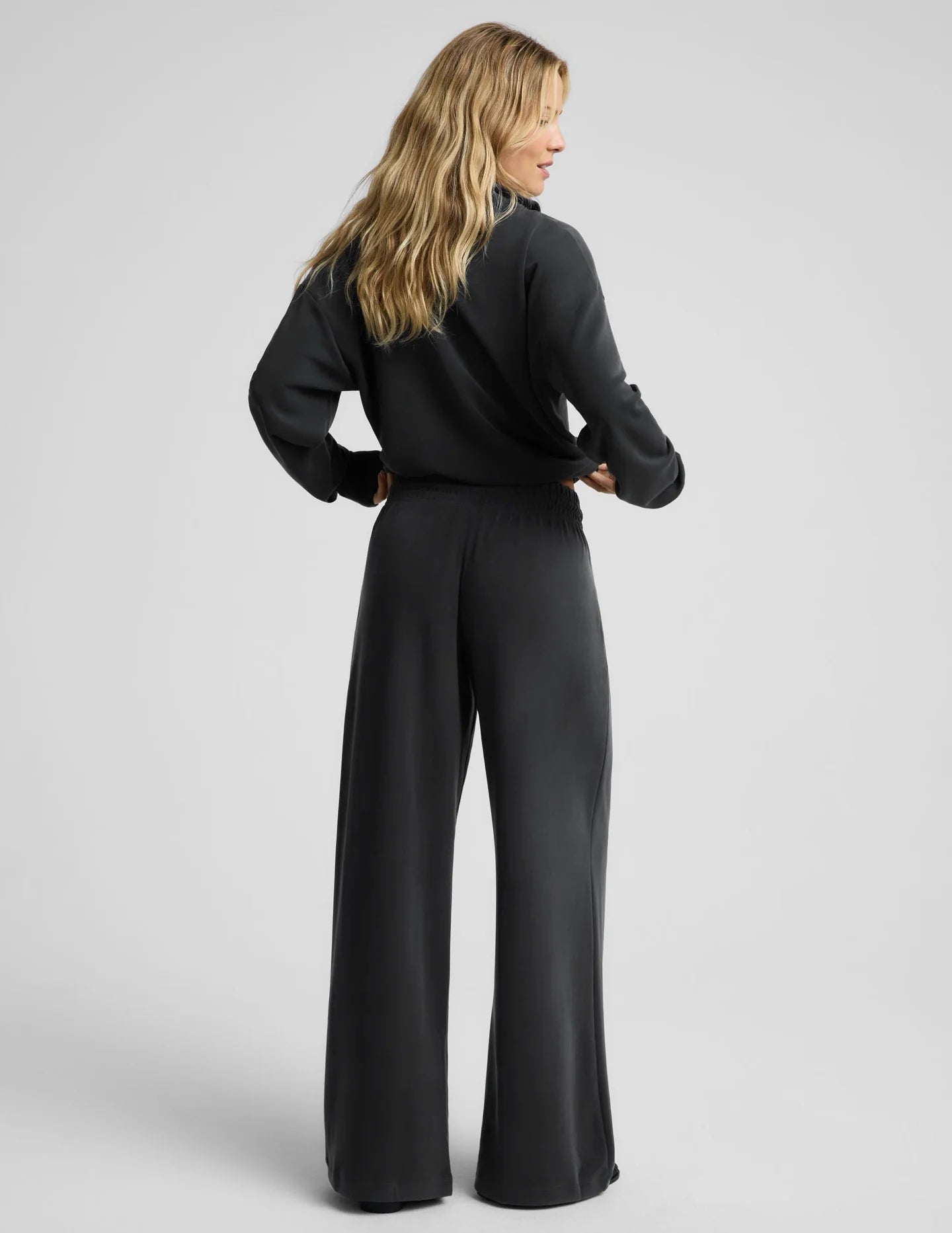 Luxe Sandwash Double Knit Wide Leg Pant by Beyond Yoga | Dark Charcoal