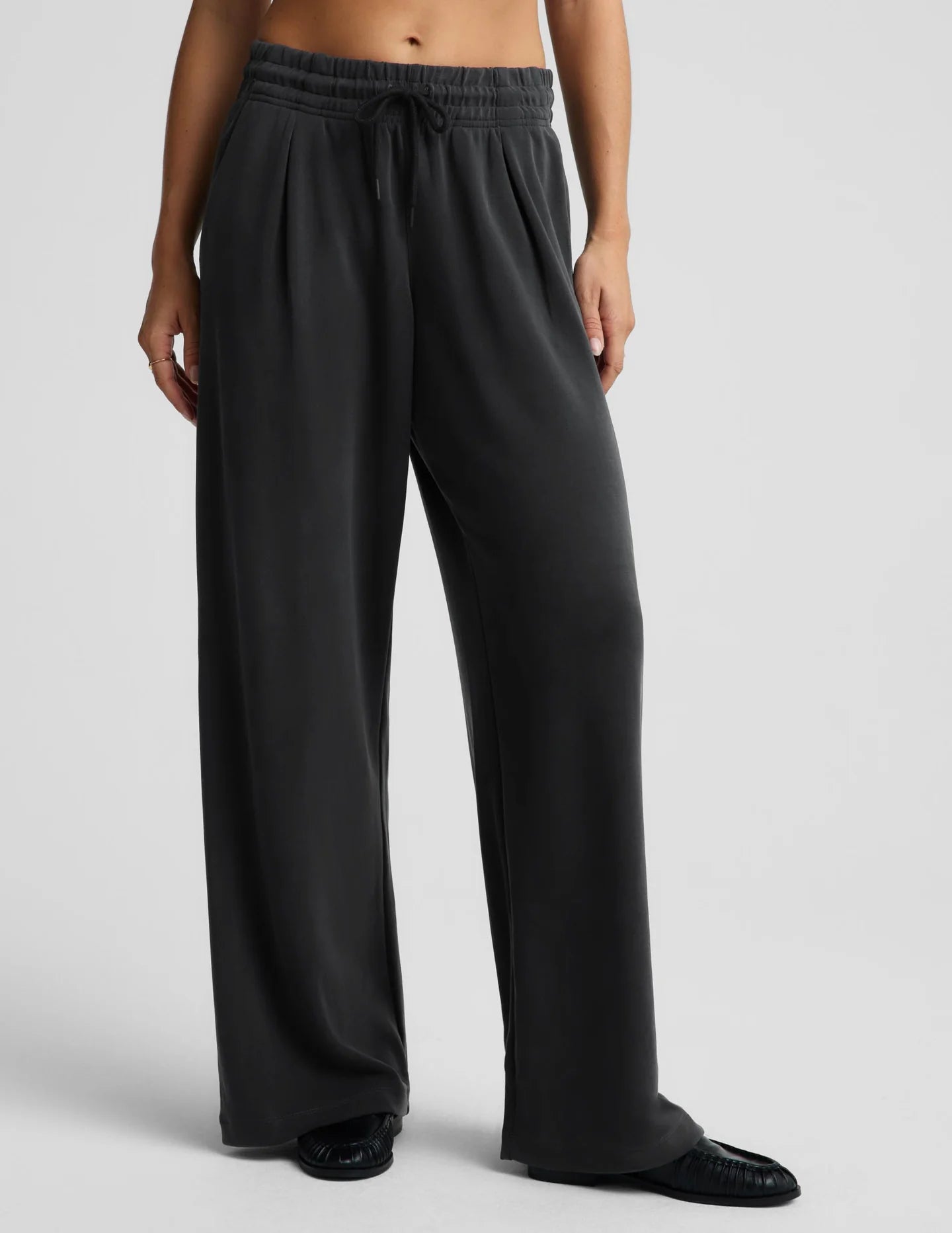 Luxe Sandwash Double Knit Wide Leg Pant by Beyond Yoga | Dark Charcoal