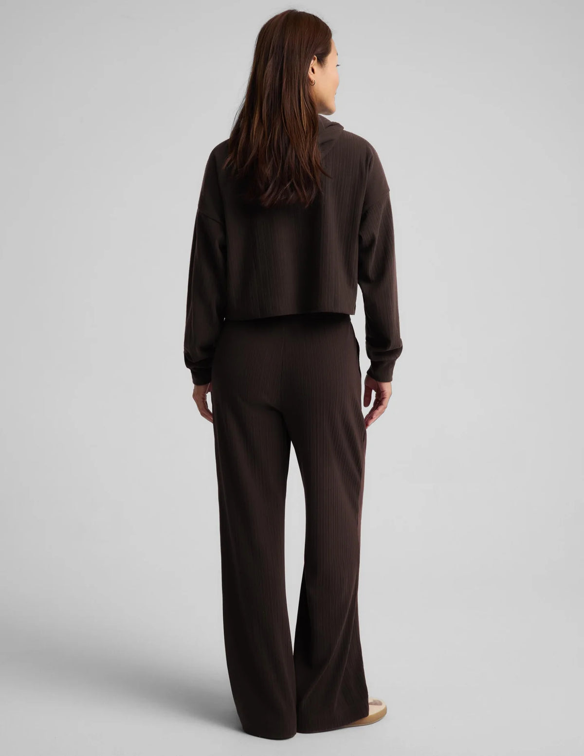 Breathe Easy Ribbed Wide Leg Pant by Beyond Yoga | Dark Chocolate