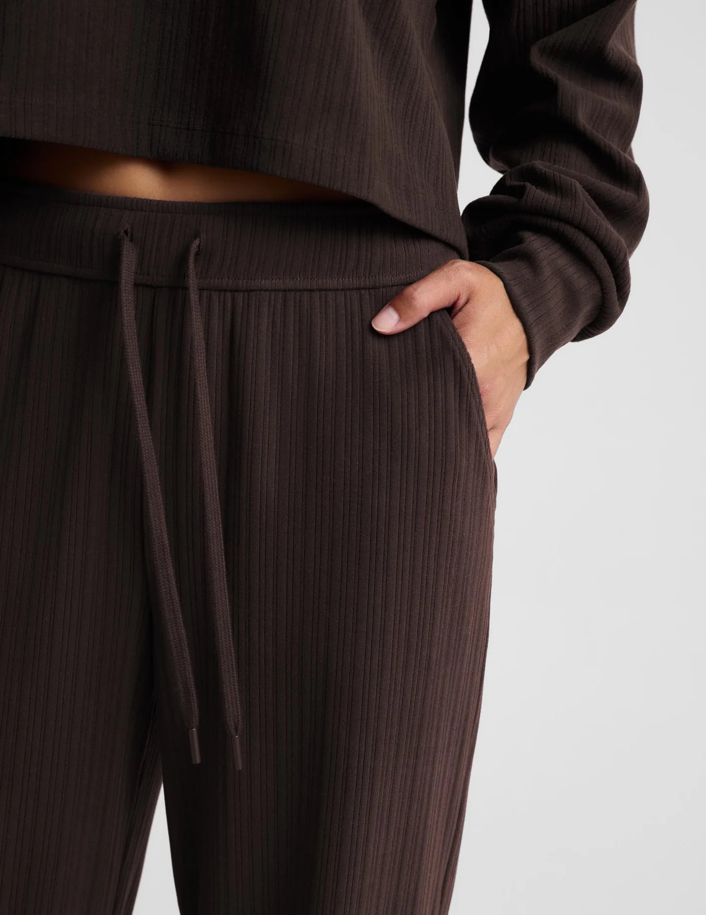 Breathe Easy Ribbed Wide Leg Pant by Beyond Yoga | Dark Chocolate