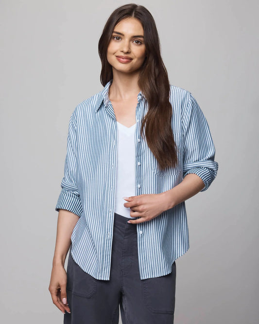 Kenna Stripe Button Down by Splendid | Ice Navy/White