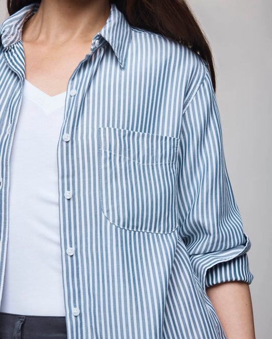 Kenna Stripe Button Down by Splendid | Ice Navy/White