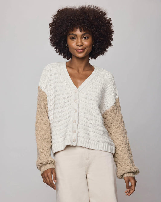 Maria Bobble Cardigan by Splendid | Pale Oak/Camel Heather