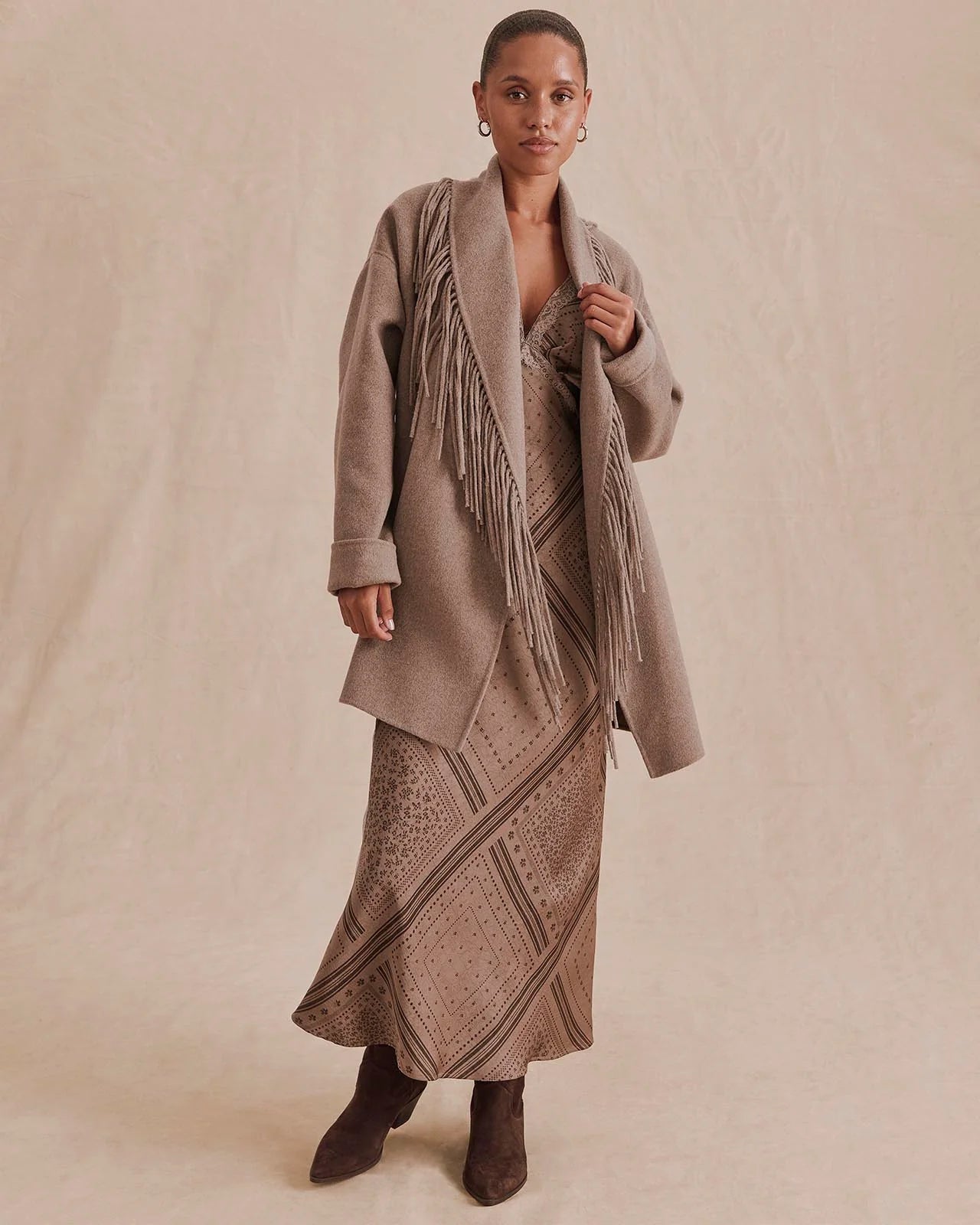 Sandra Fringe Jacket by Splendid | Taupe Grey