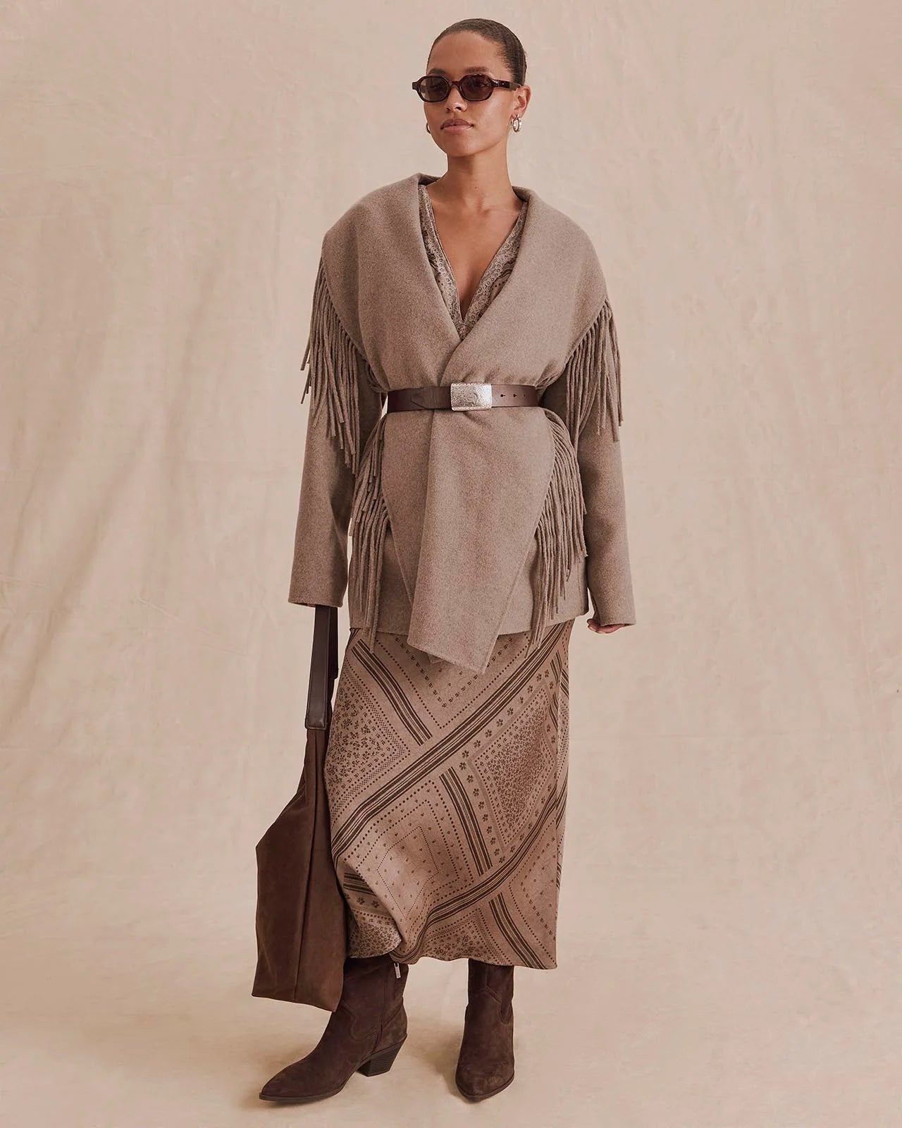 Sandra Fringe Jacket by Splendid | Taupe Grey