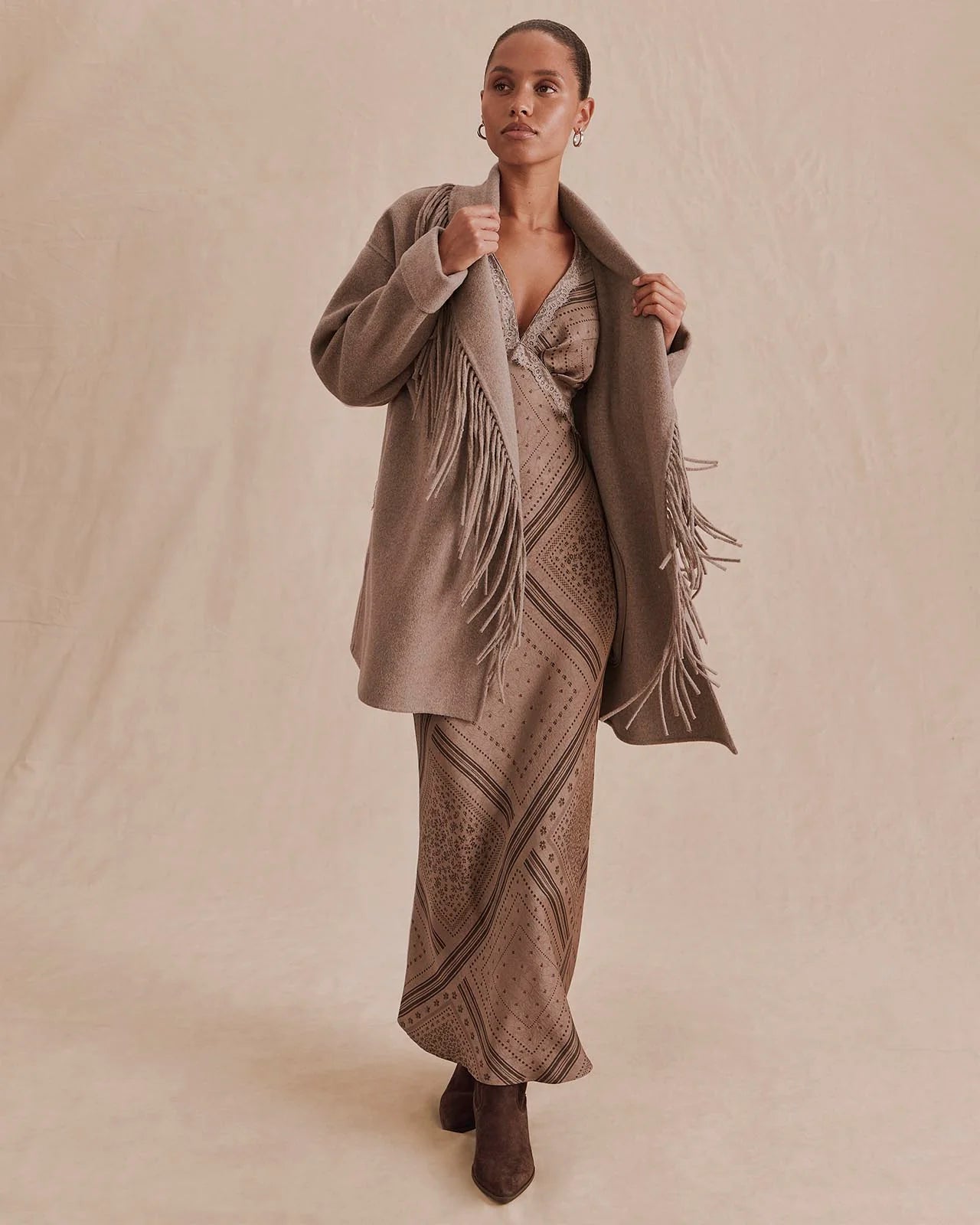 Sandra Fringe Jacket by Splendid | Taupe Grey
