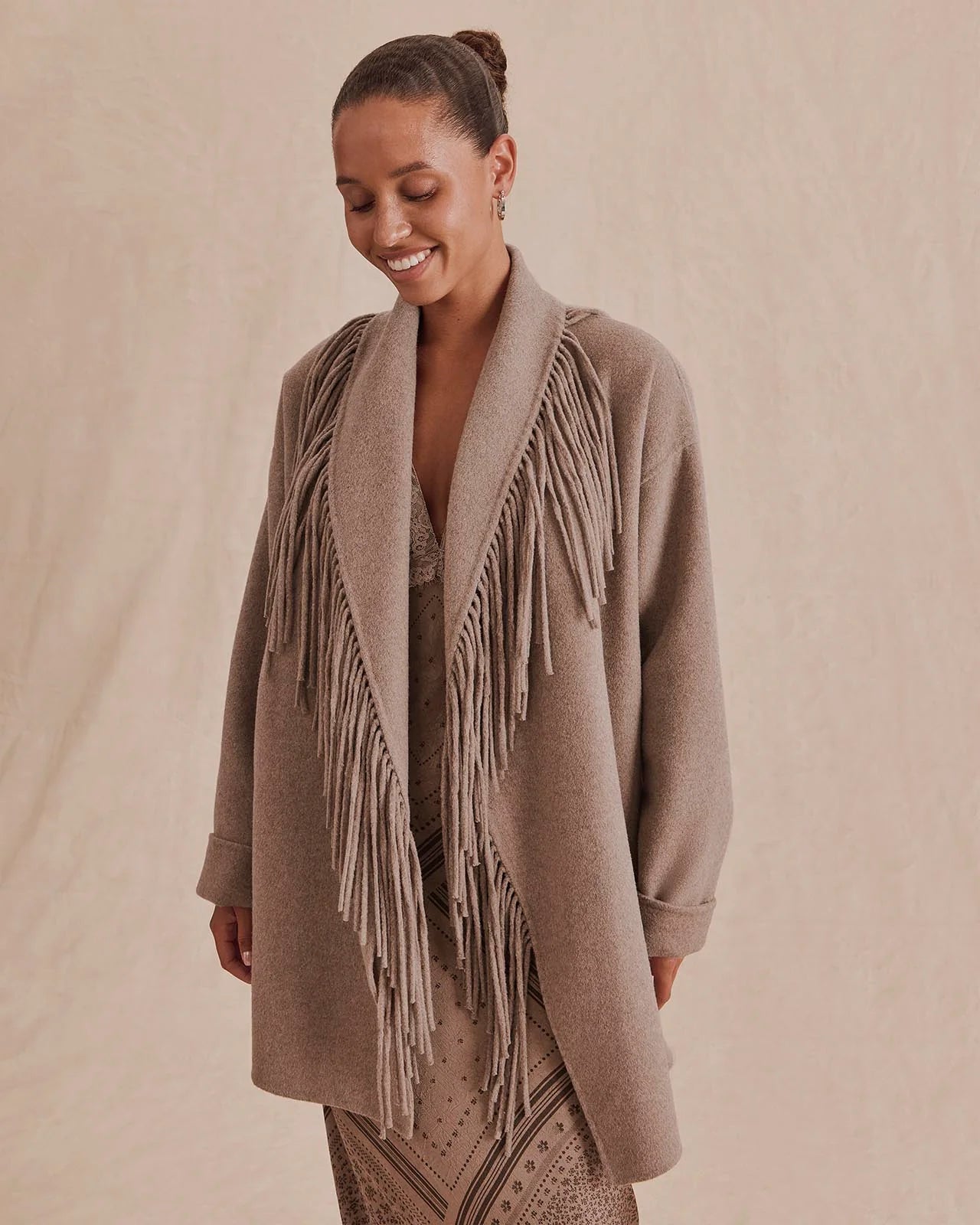 Sandra Fringe Jacket by Splendid | Taupe Grey