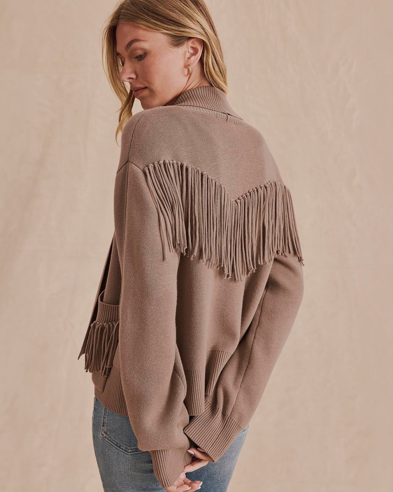 Willow Fringe Sweater by Splendid | Taupe Grey