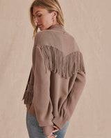 Willow Fringe Sweater by Splendid | Taupe Grey