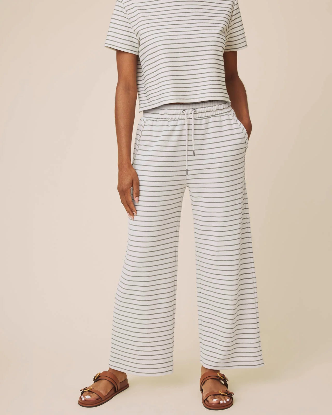 Kennedy Stripe Pant by Splendid | Pale Oak/Eucalyptus