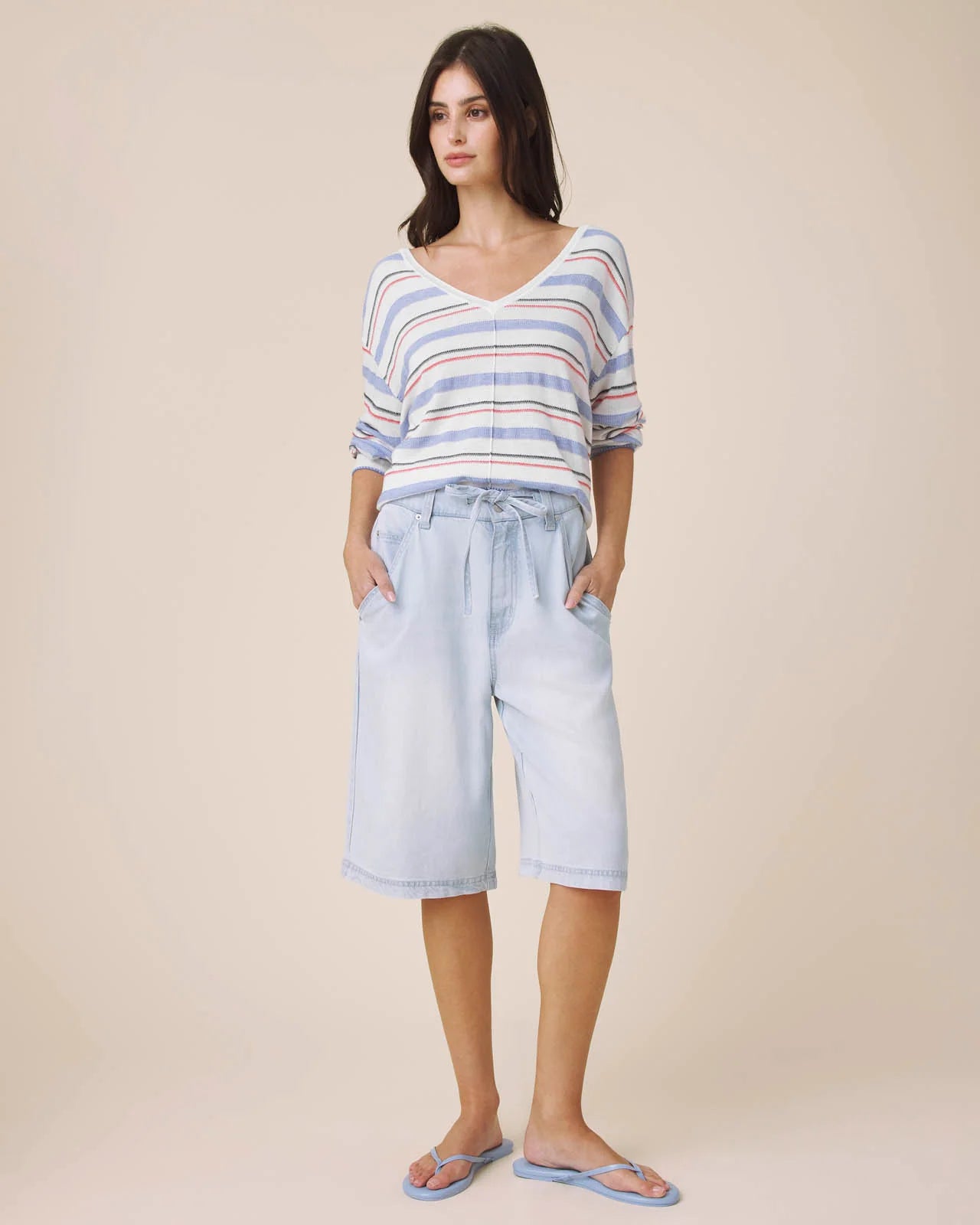 Erica Stripe Sweater by Splendid | White/Azure/Firework