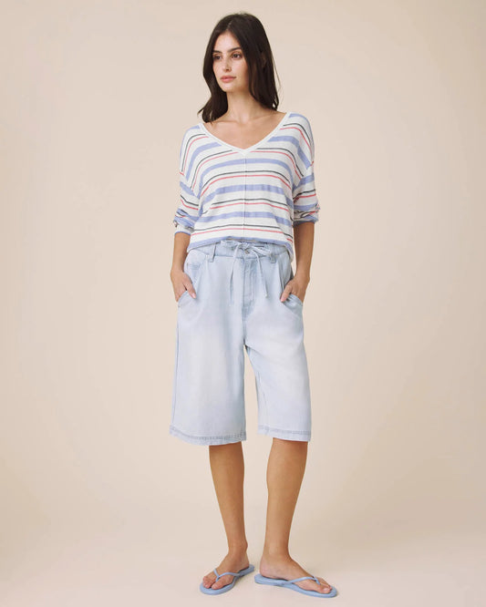Erica Stripe Sweater by Splendid | White/Azure/Firework