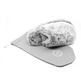 Wrigley Fur Slipper in Dusk with its reusable cotton drawstring bag
