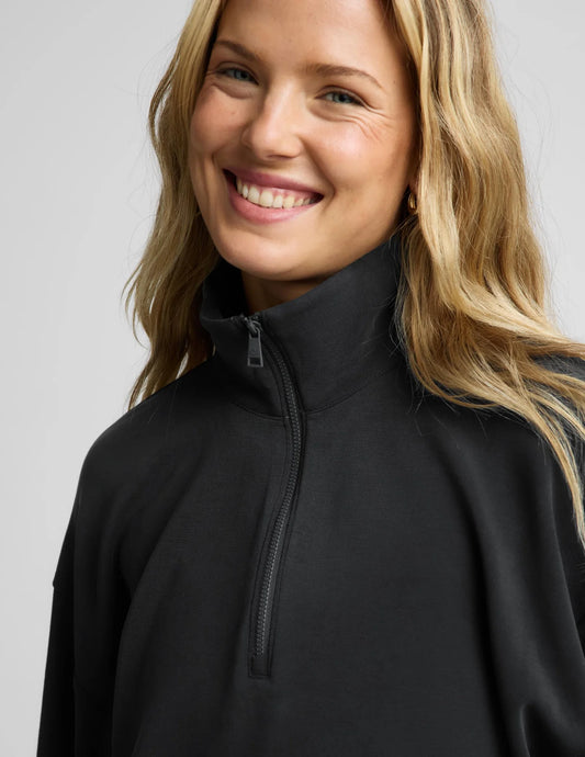 Luxe Sandwash Half Zip Pullover by Beyond Yoga | Dark Charcoal