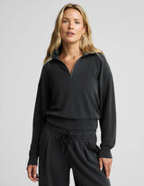 Luxe Sandwash Half Zip Pullover by Beyond Yoga | Dark Charcoal