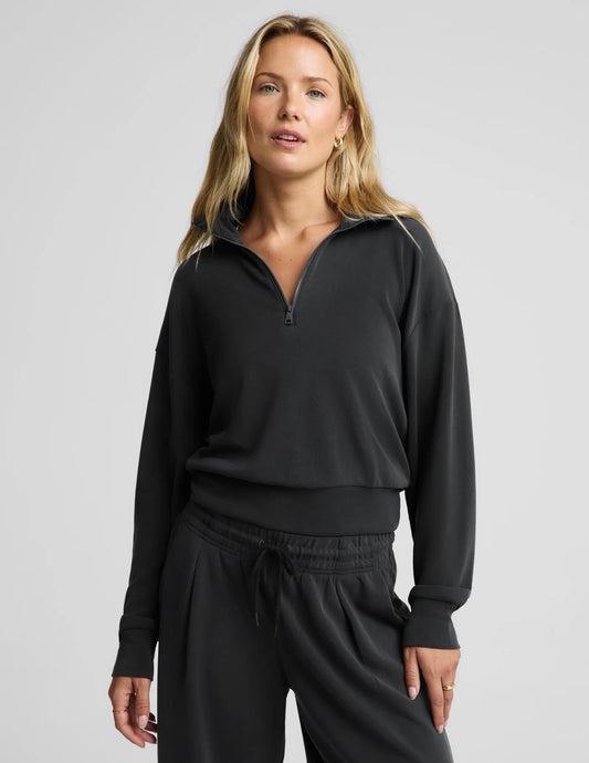 Luxe Sandwash Half Zip Pullover by Beyond Yoga | Dark Charcoal