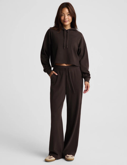 Breathe Easy Ribbed Hoodie by Beyond Yoga | Dark Chocolate