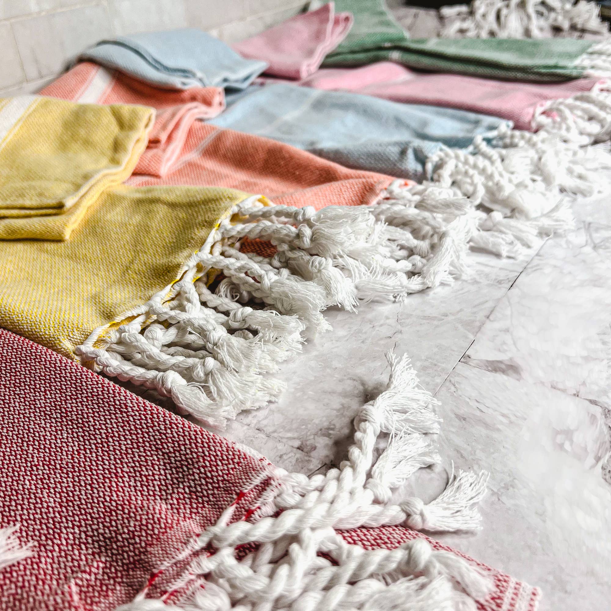 Kitchen or Bathroom Hand Towels with Tassels, Turkish Cotton - Zen&Zip