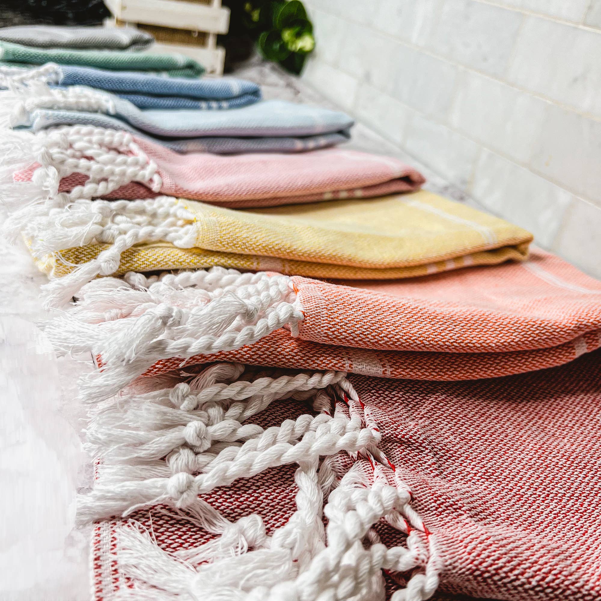 Kitchen or Bathroom Hand Towels with Tassels, Turkish Cotton - Zen&Zip