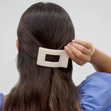 Flat Rectangle Hair Clip | Small | Almond Beige - Zen&Zip
